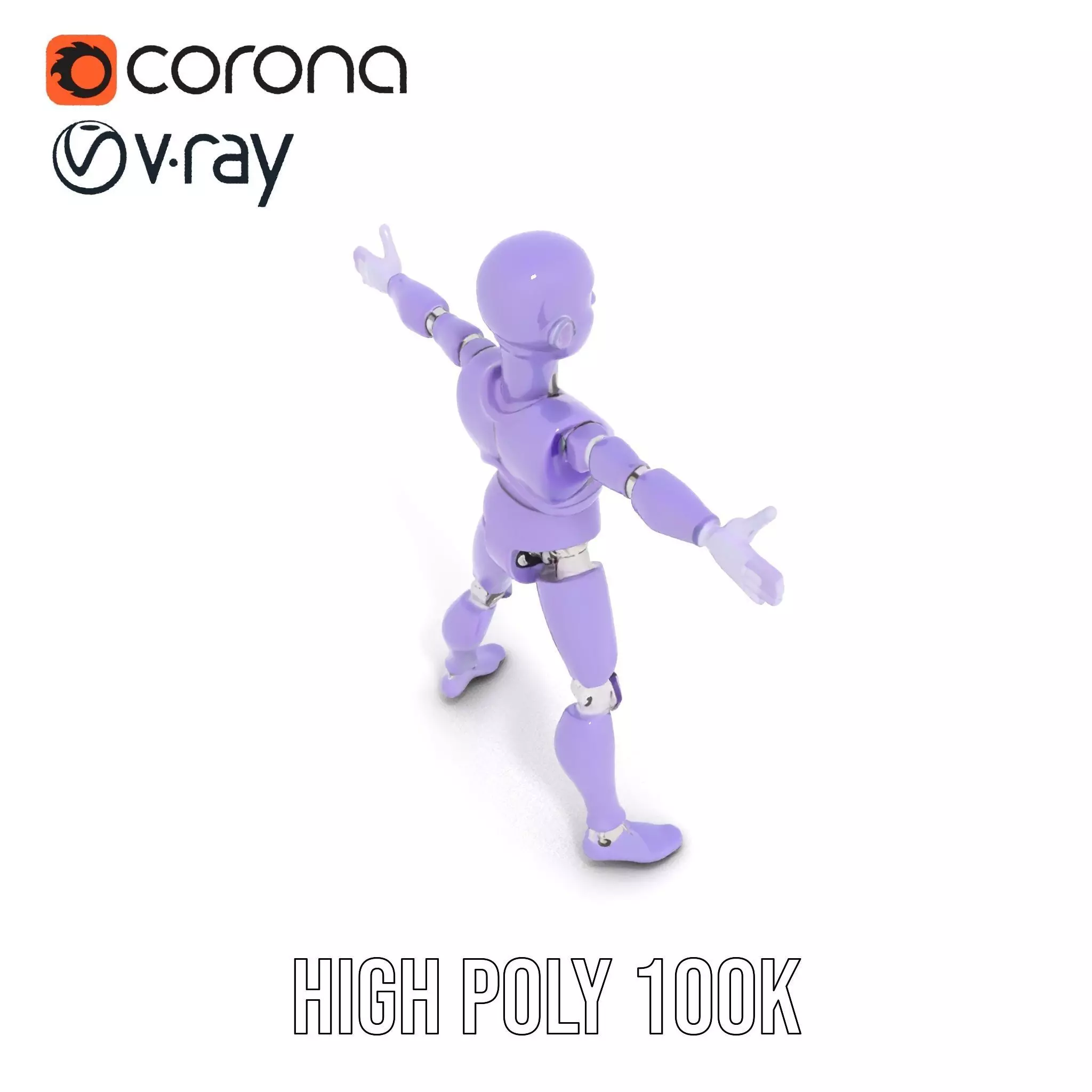 Purple Articulation Dummy model pack Low-poly 3D model_29