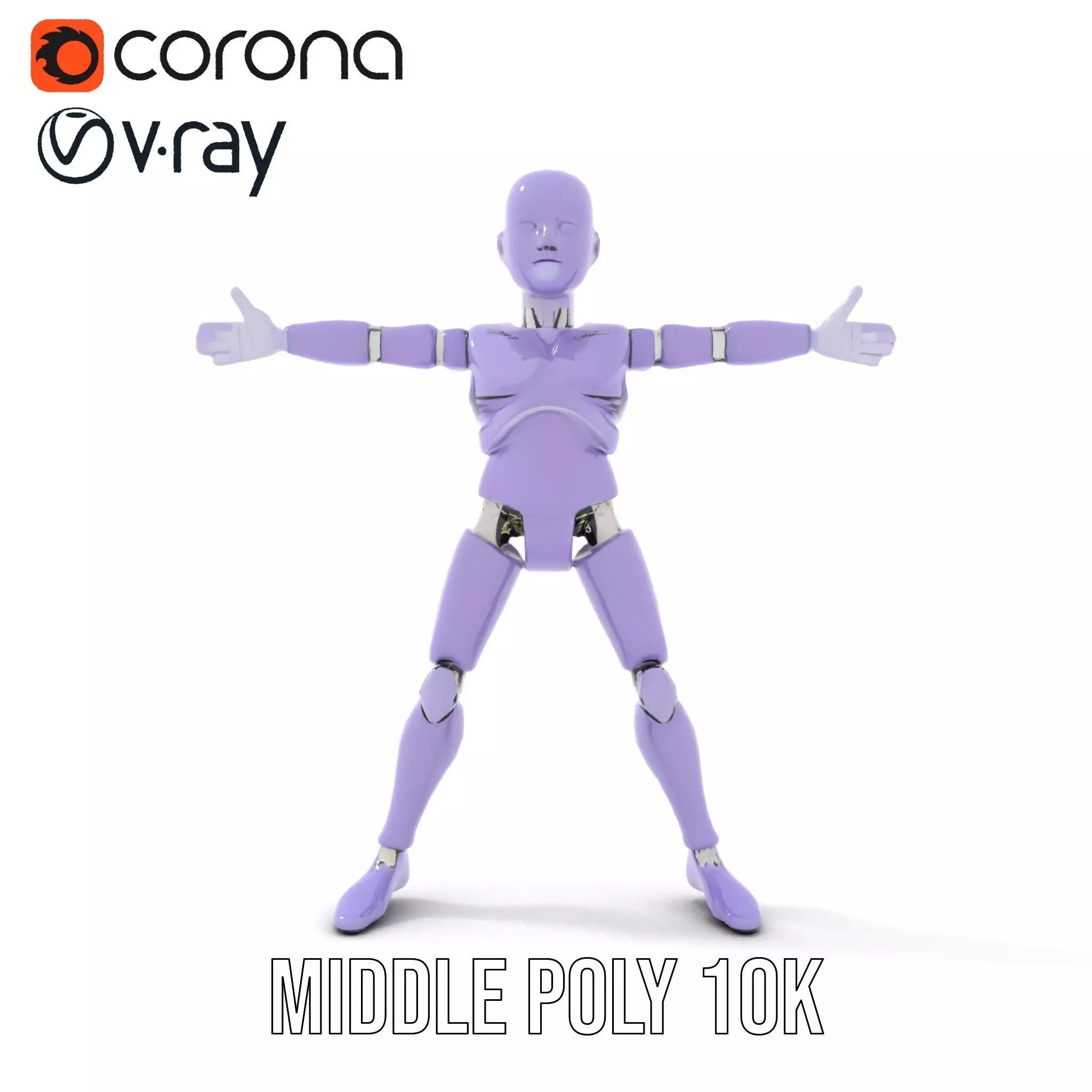 Purple Articulation Dummy model pack Low-poly 3D model_11