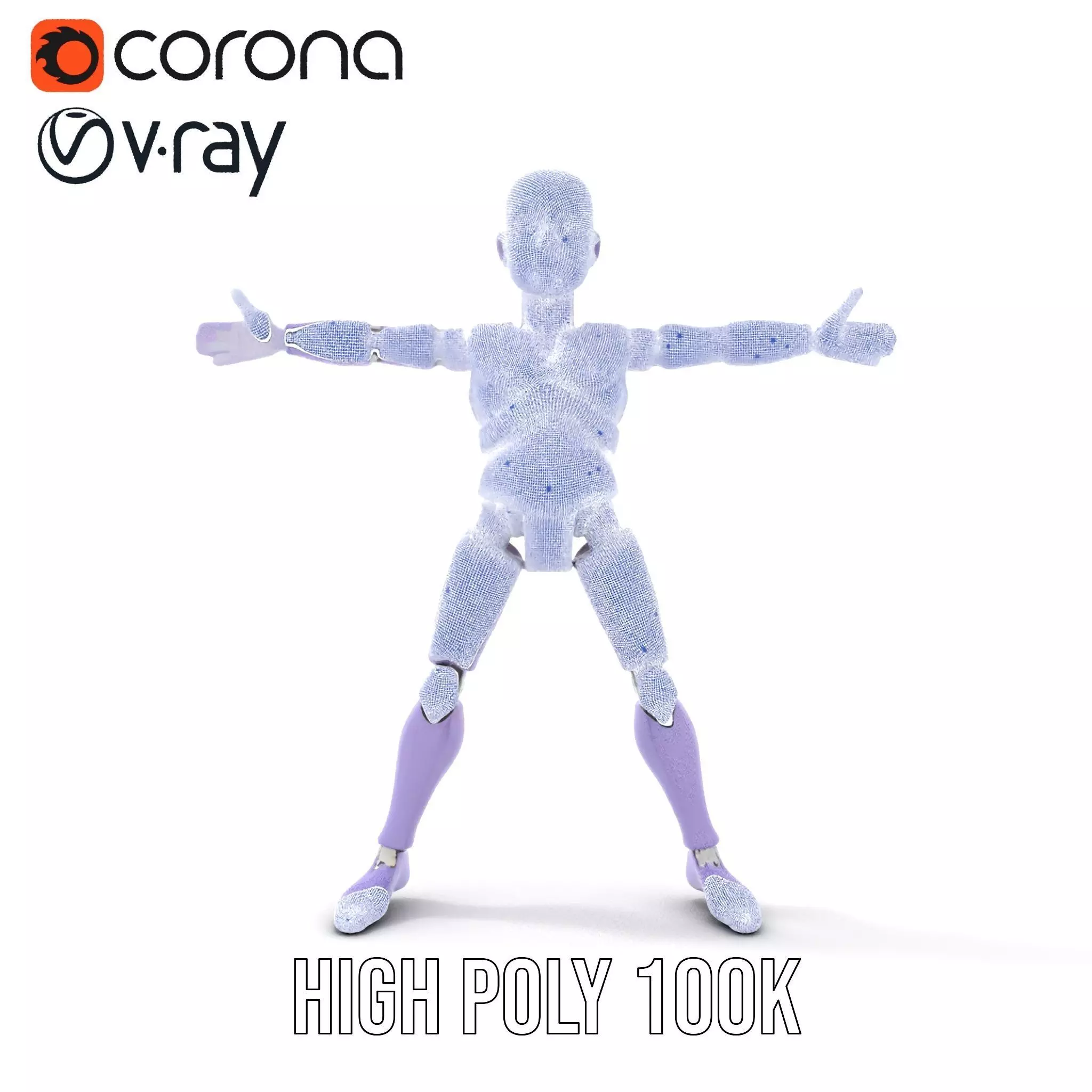 Purple Articulation Dummy model pack Low-poly 3D model_21