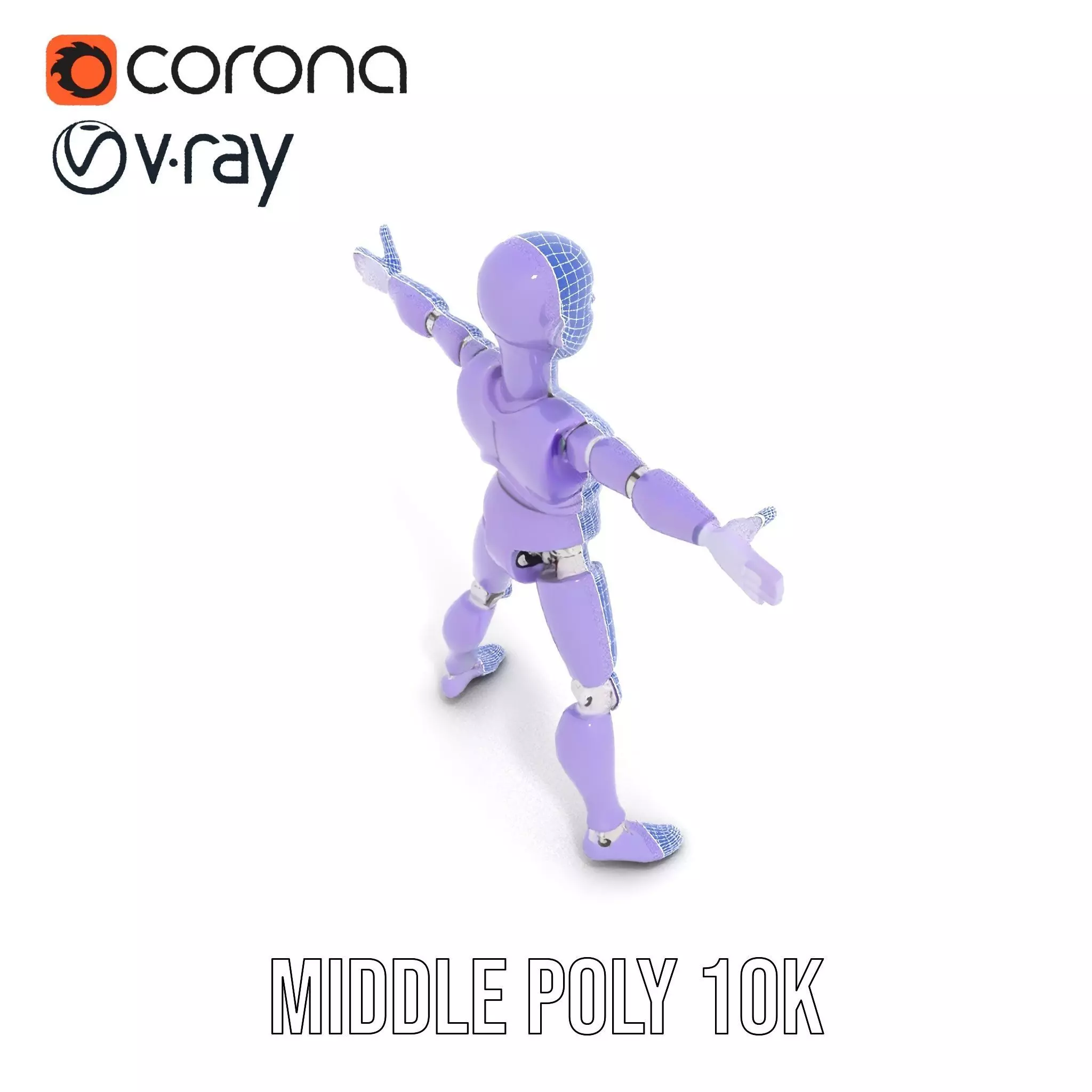 Purple Articulation Dummy model pack Low-poly 3D model_16