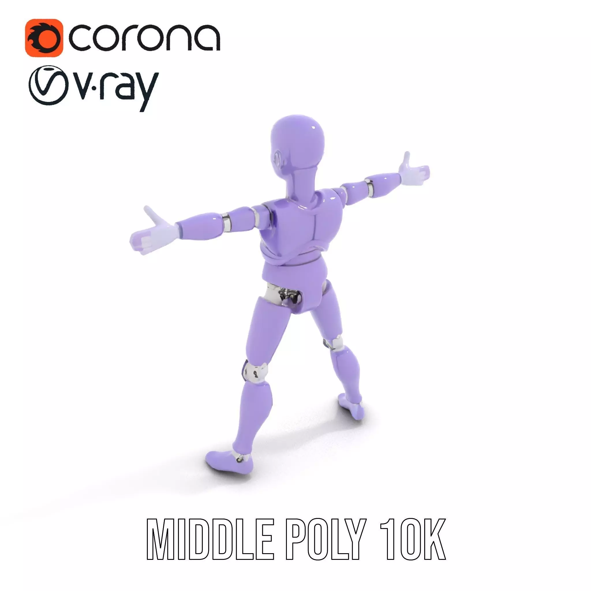 Purple Articulation Dummy model pack Low-poly 3D model_13