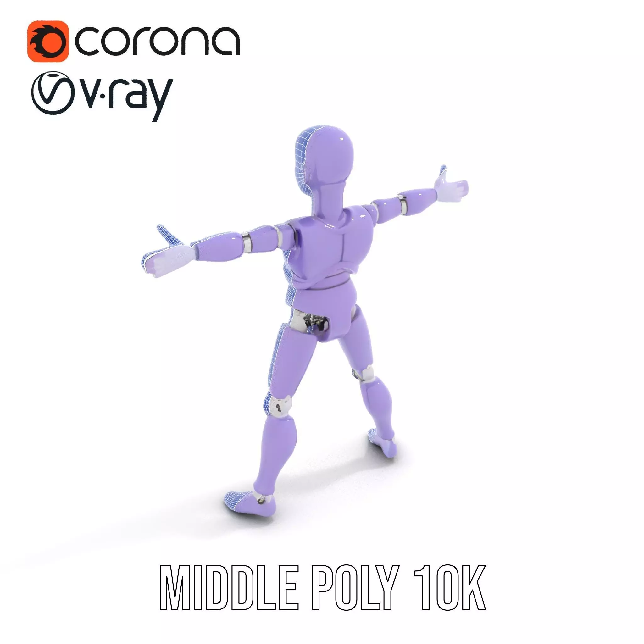 Purple Articulation Dummy model pack Low-poly 3D model_19