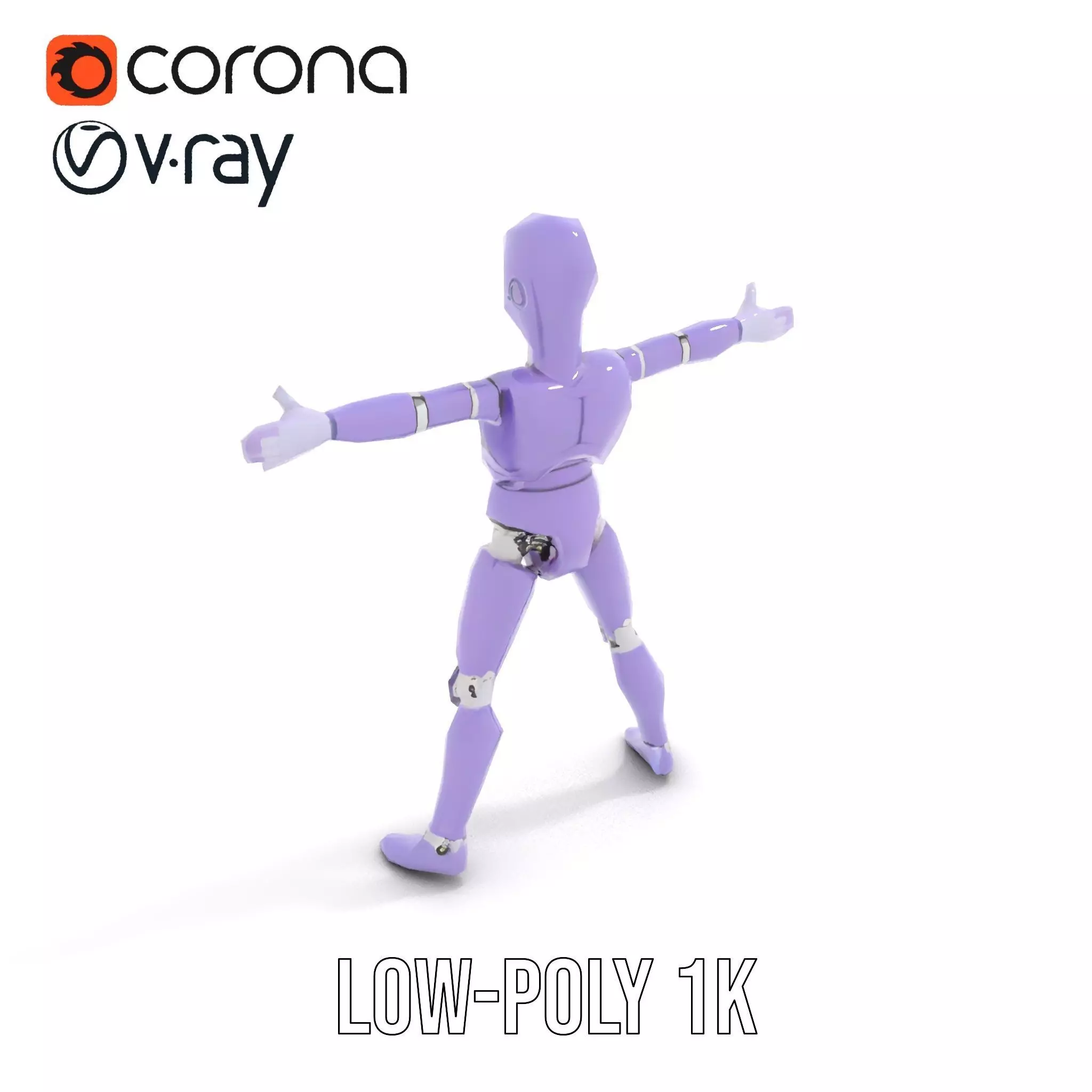 Purple Articulation Dummy model pack Low-poly 3D model_14