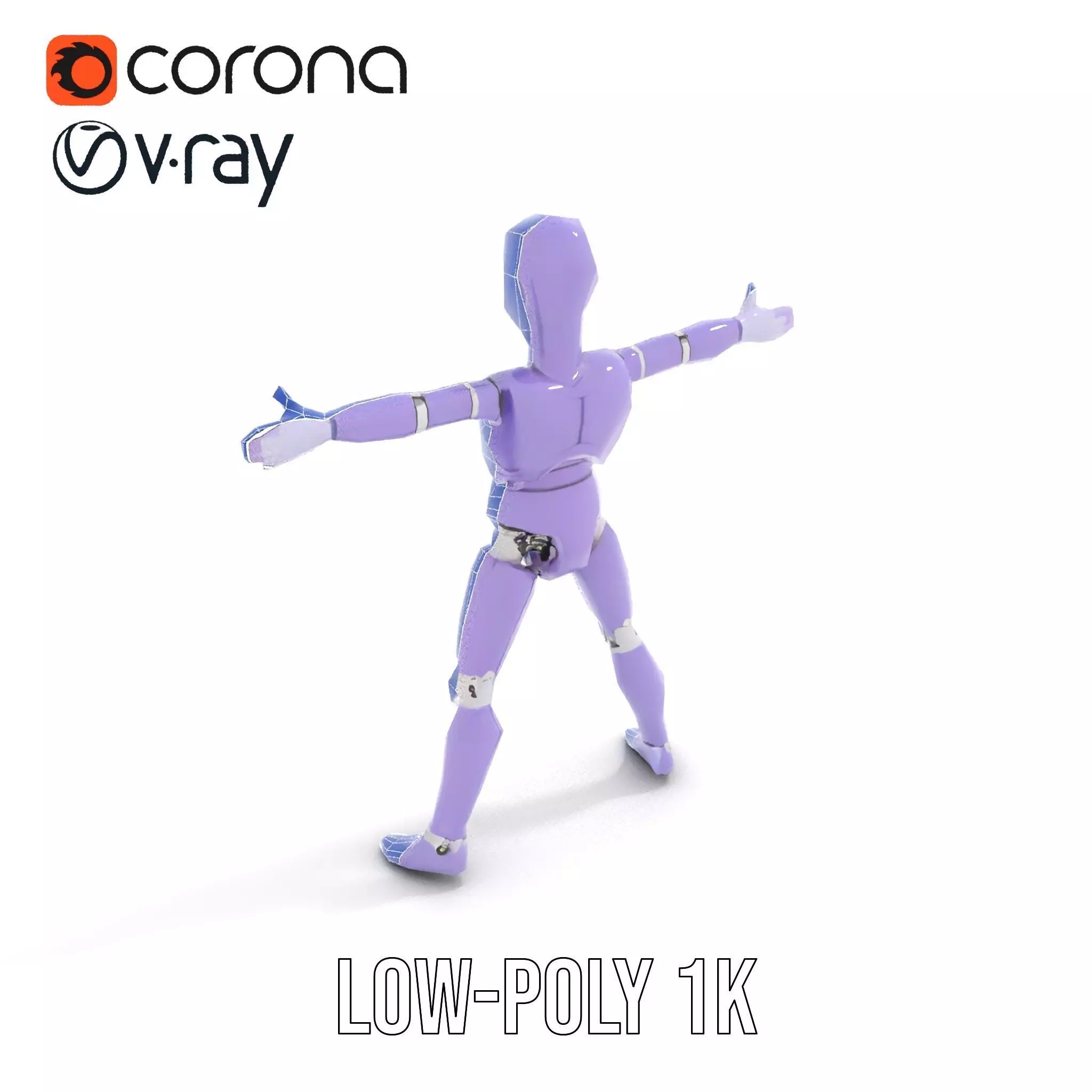 Purple Articulation Dummy model pack Low-poly 3D model_9