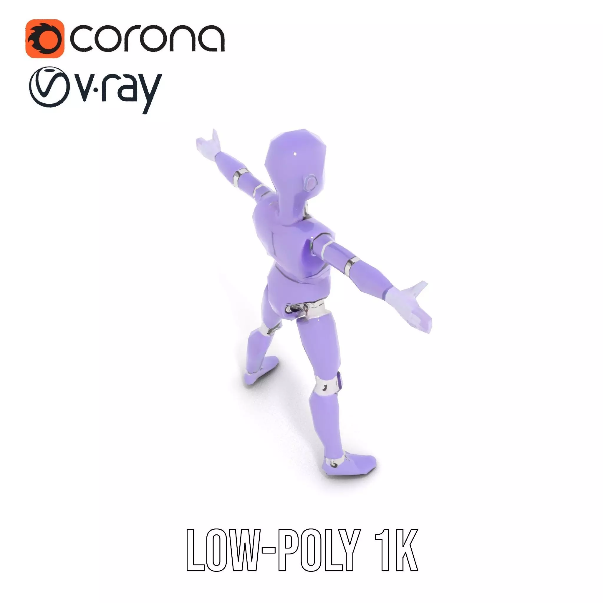 Purple Articulation Dummy model pack Low-poly 3D model_26