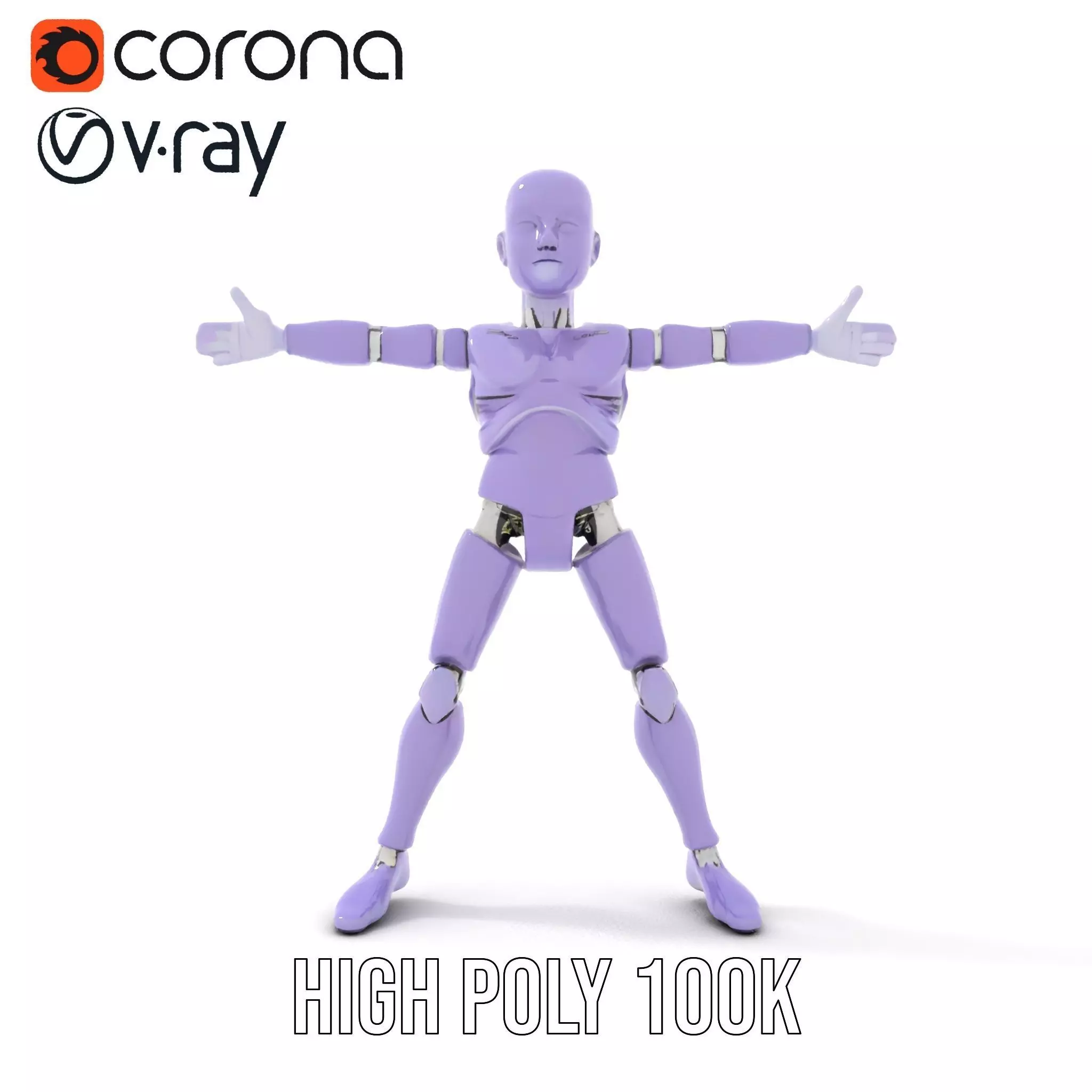 Purple Articulation Dummy model pack Low-poly 3D model_24
