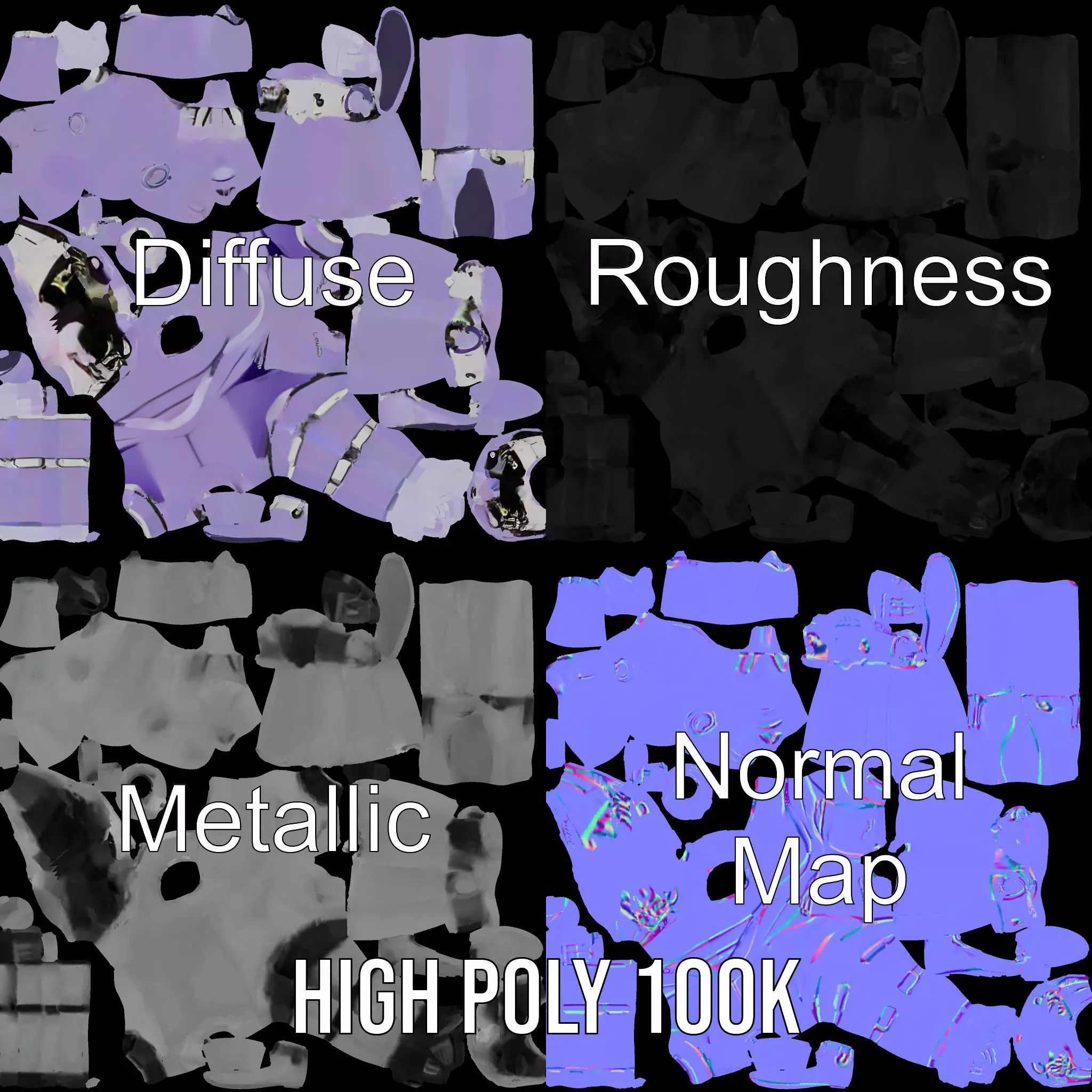 Purple Articulation Dummy model pack Low-poly 3D model_3