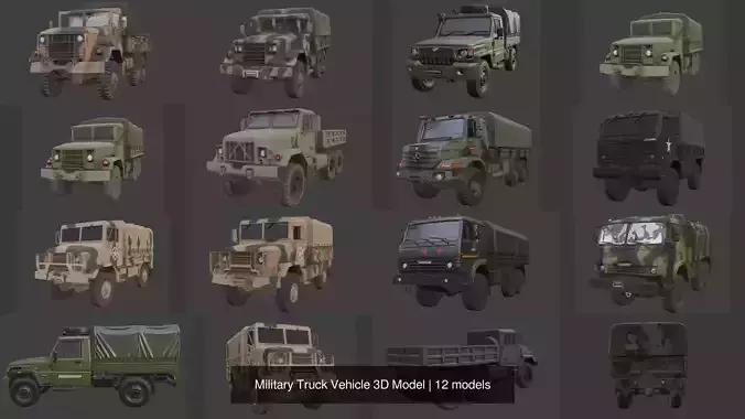 12 Military Truck Vehicle 3D Model 3D Model Collection
