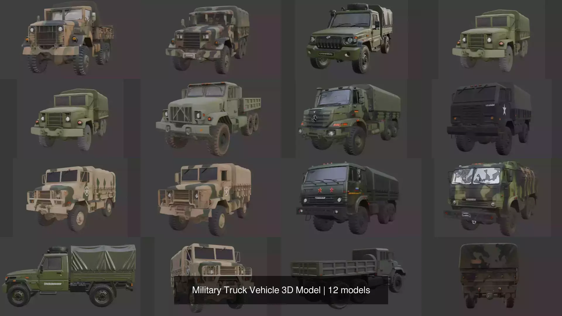12 Military Truck Vehicle 3D Model 3D Model Collection_0