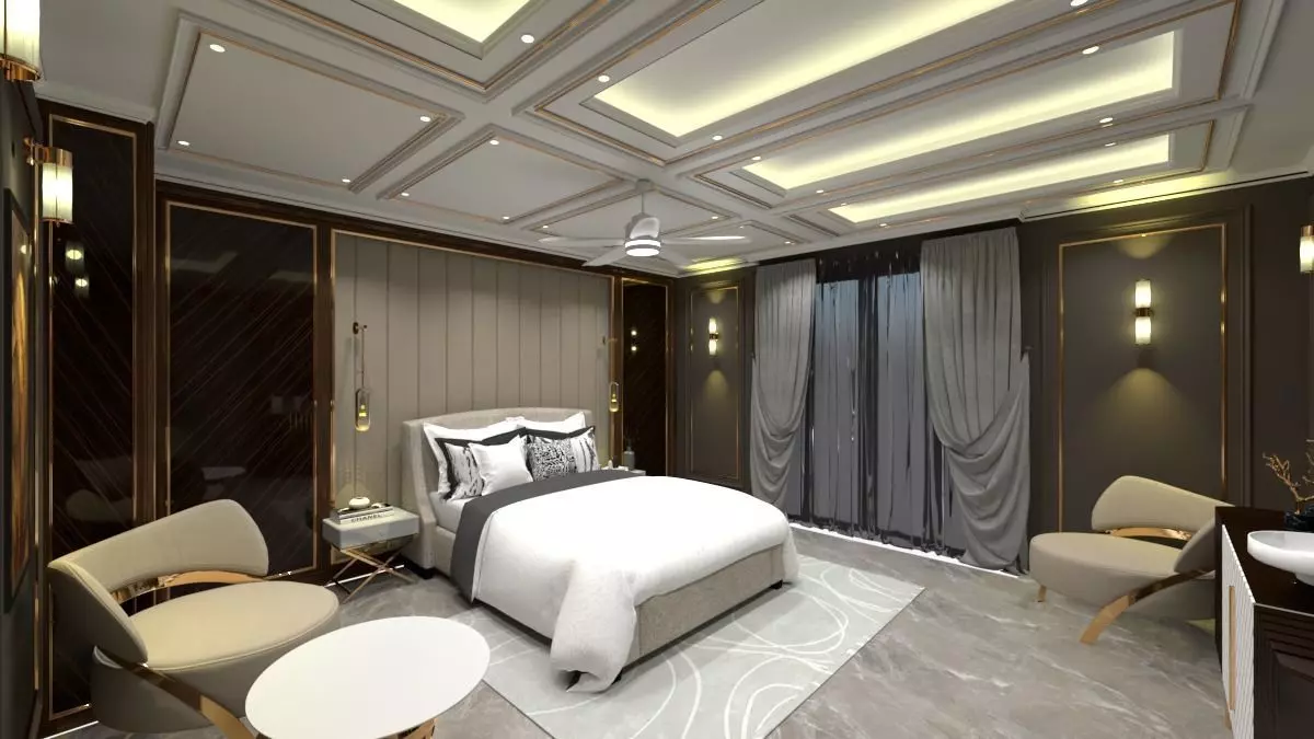 Modern Master Bedroom 3D Interior Scene Free 3D model