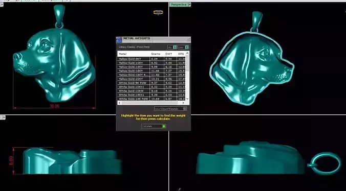 Dog Head Pendant 3D Mode