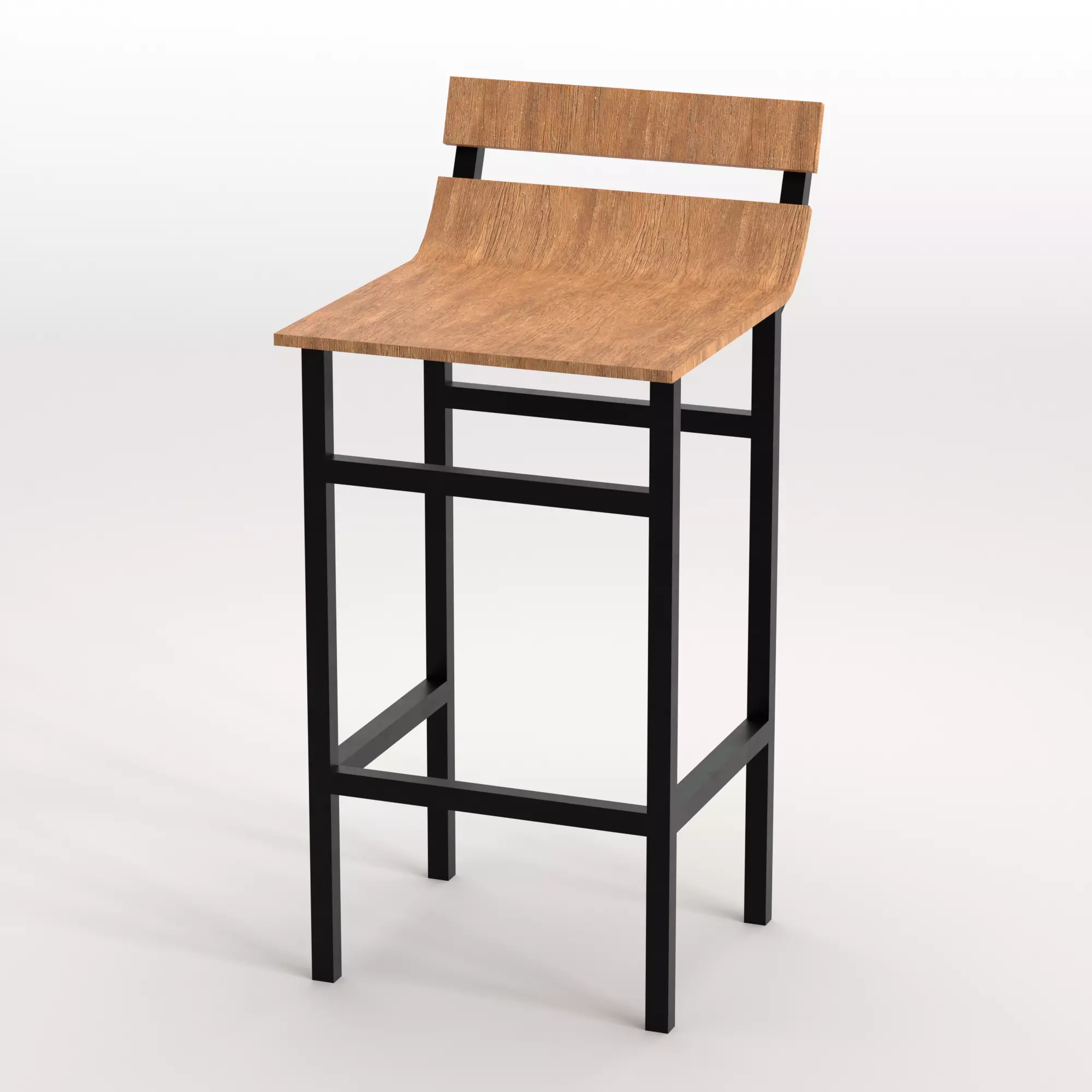 Industrial Style Bar Stool Low Poly 3D Model Low-poly 3D model