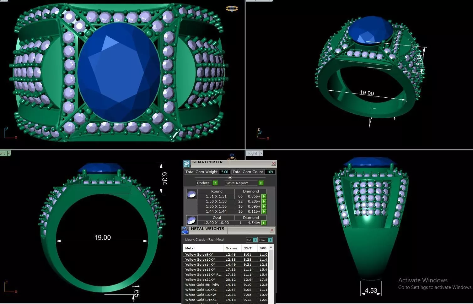 Oval diamond ring 3D print model_4