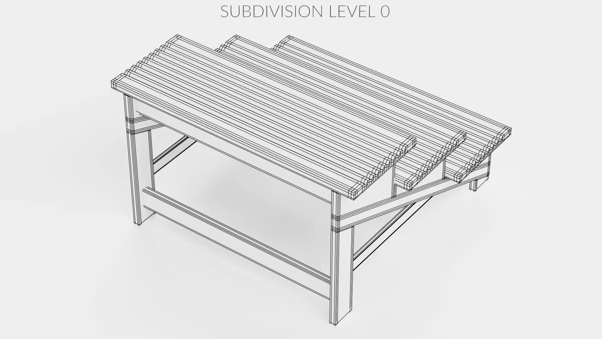 Wooden Stairs Step Stool Low-poly 3D model_9
