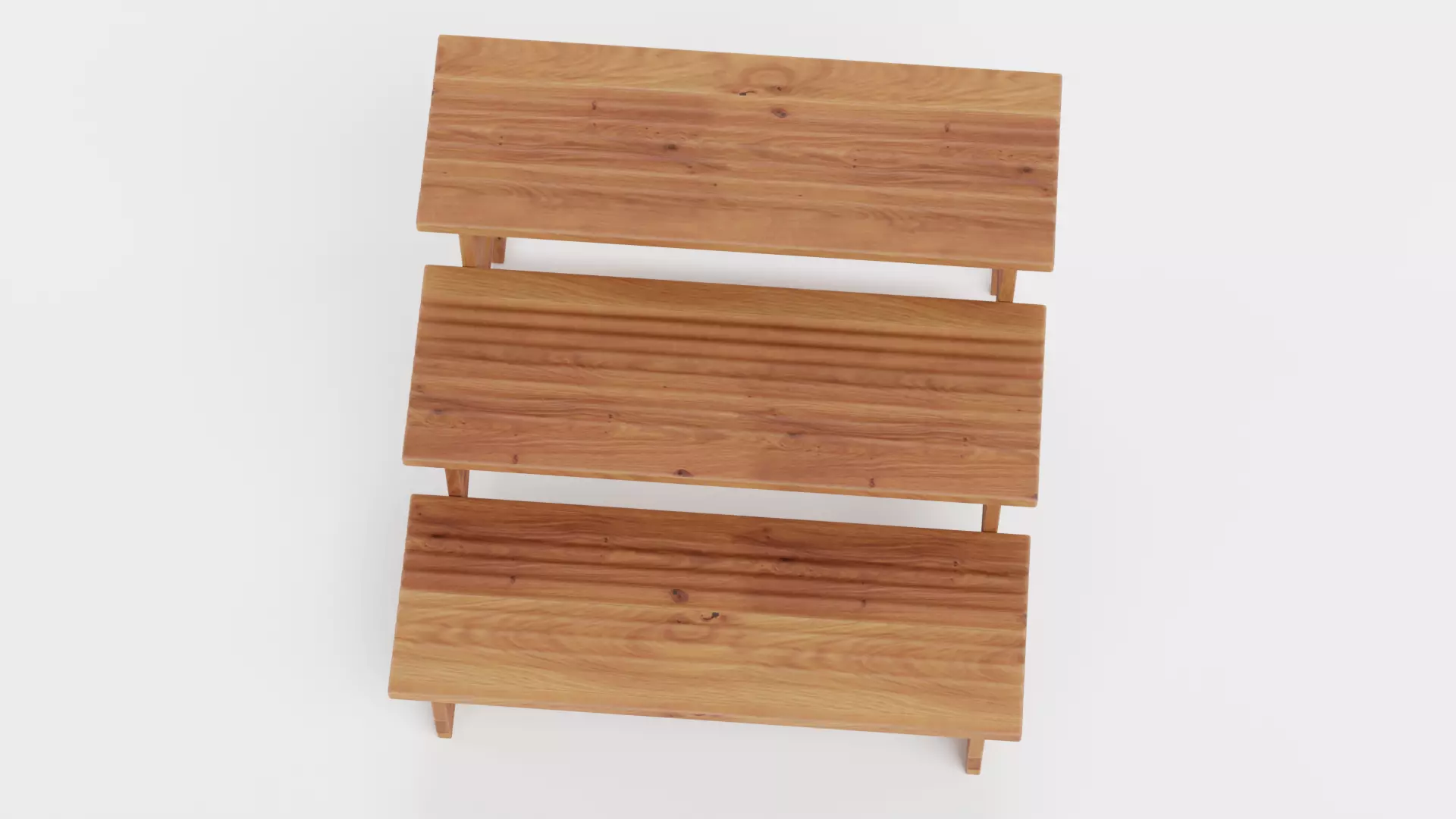 Wooden Stairs Step Stool Low-poly 3D model_5