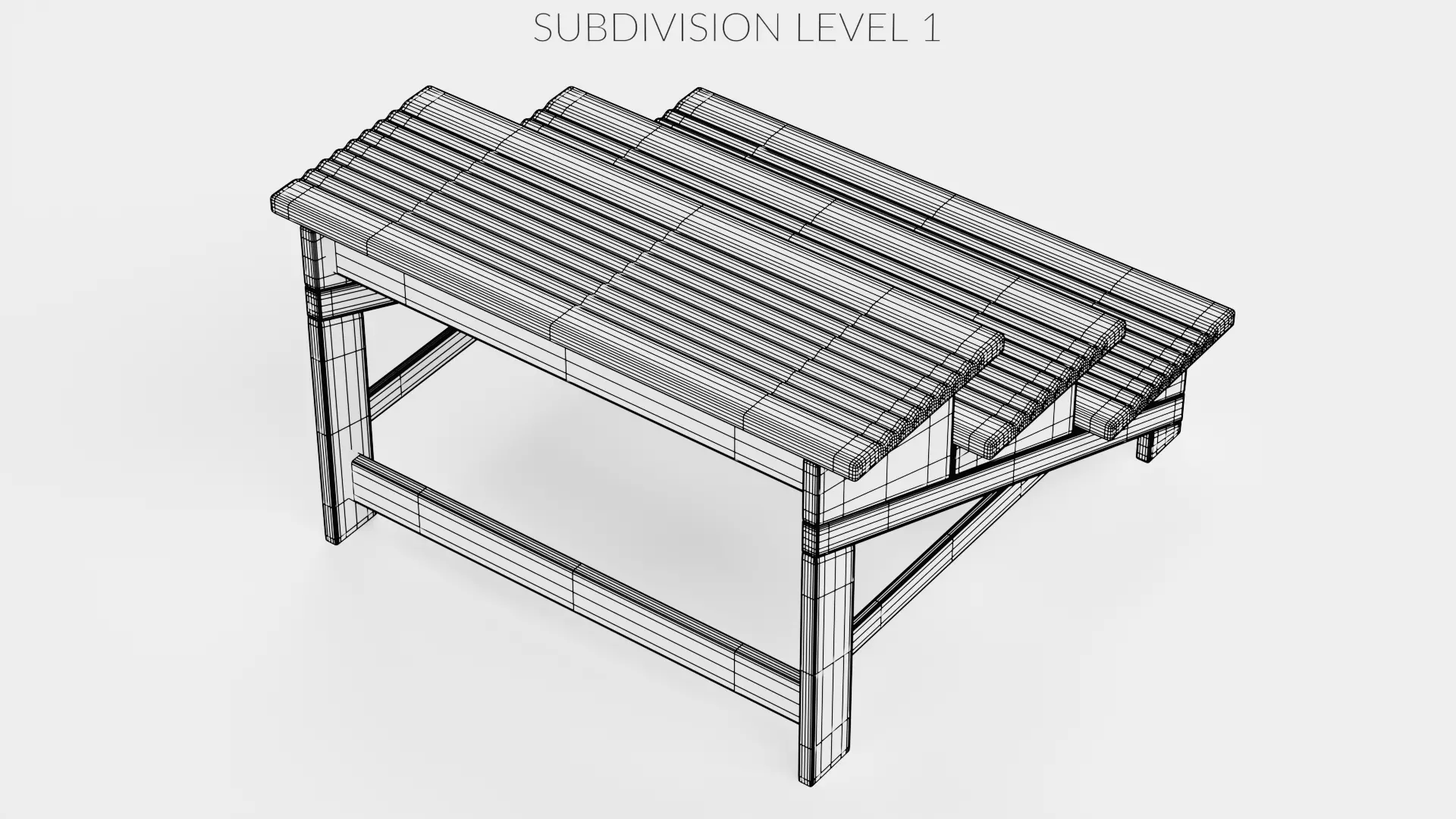Wooden Stairs Step Stool Low-poly 3D model_10