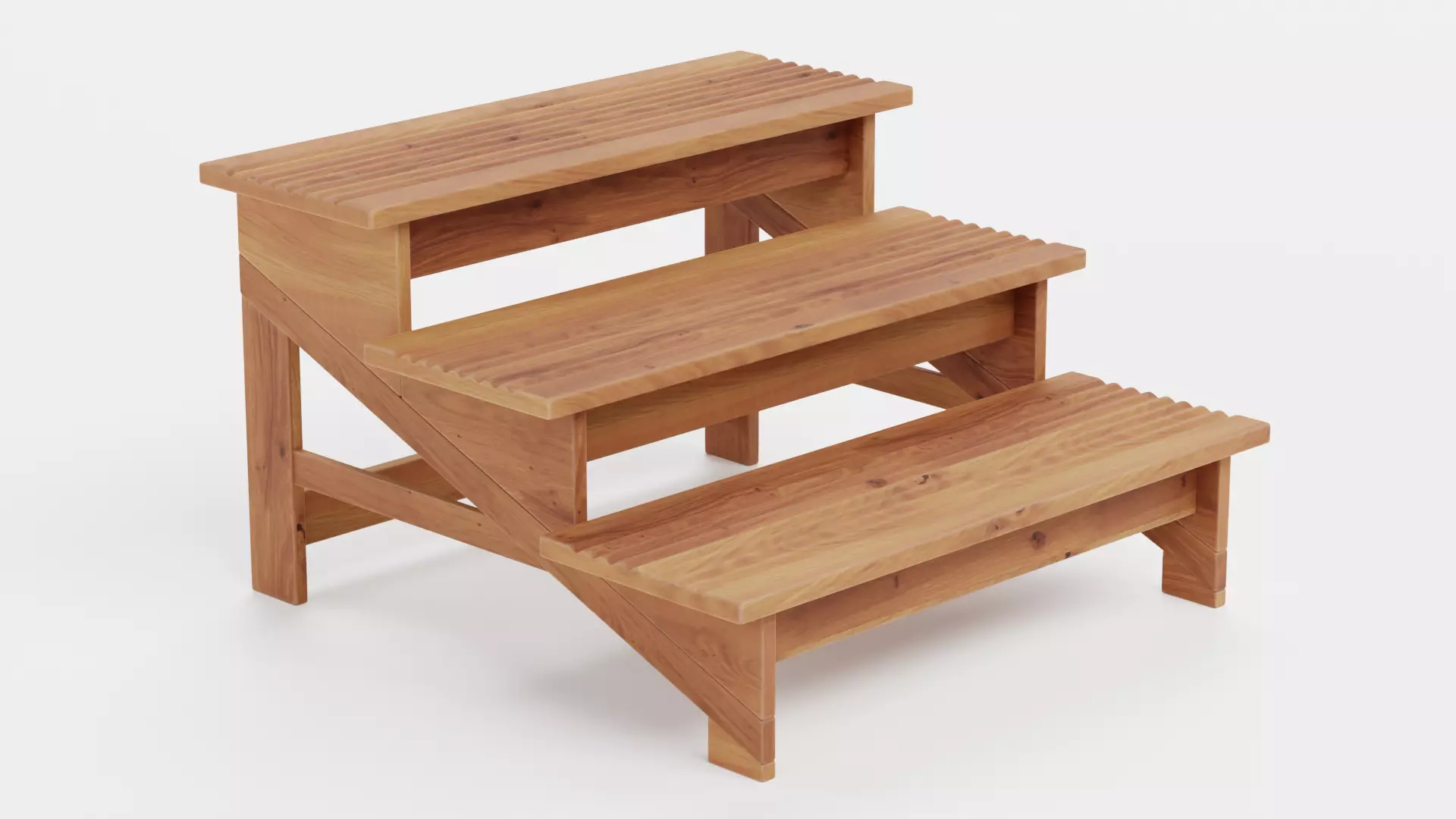 Wooden Stairs Step Stool Low-poly 3D model_0
