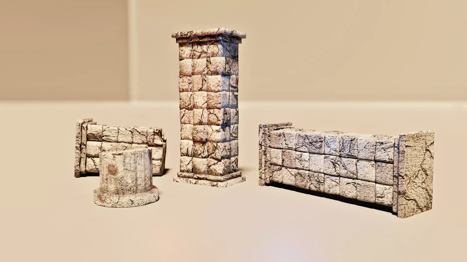 Ancient Pillars Low-poly 3D model_0