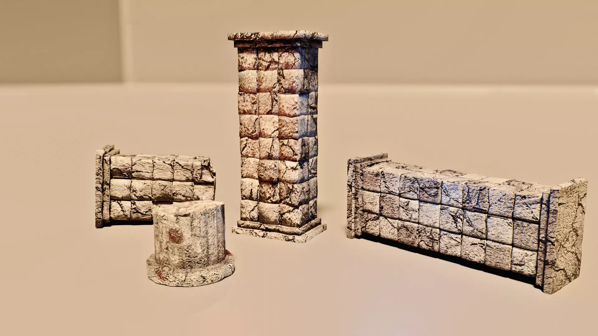 Ancient Pillars Low-poly 3D model_2