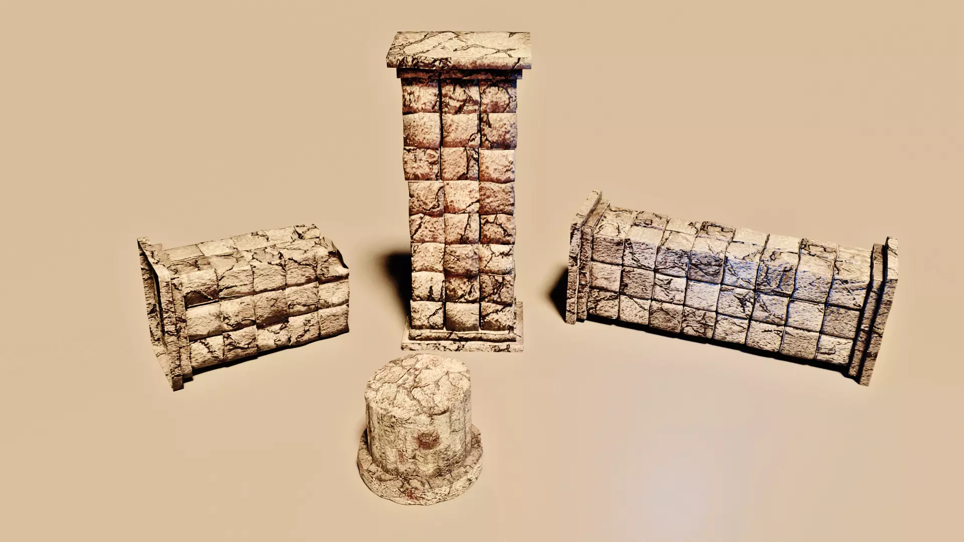 Ancient Pillars Low-poly 3D model_1