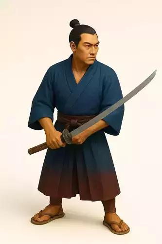 Japanese Samurai Warrior 3D Model  Katana Fighter Designed