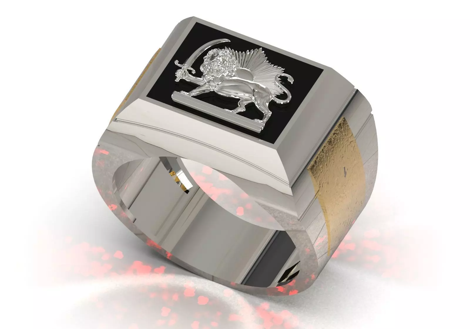 Lion and Sun Signet stl 3dm  Ring model mr0320 3D print model_11