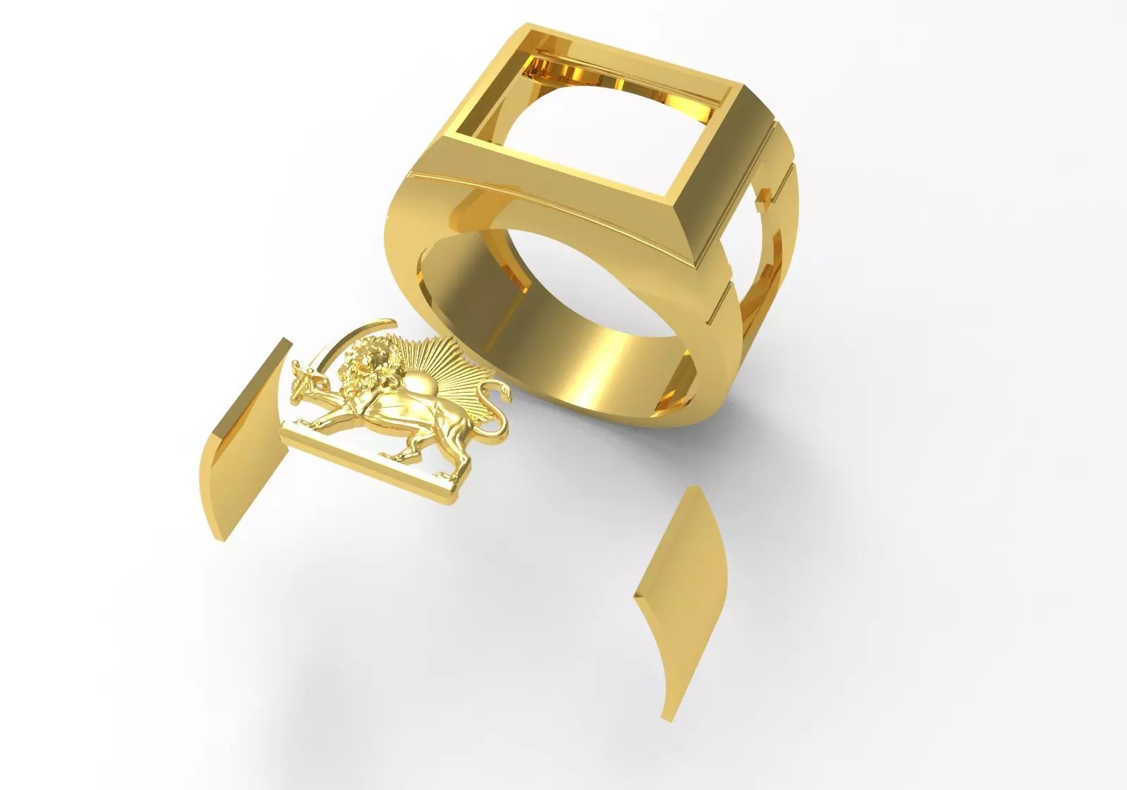 Lion and Sun Signet stl 3dm  Ring model mr0320 3D print model_16