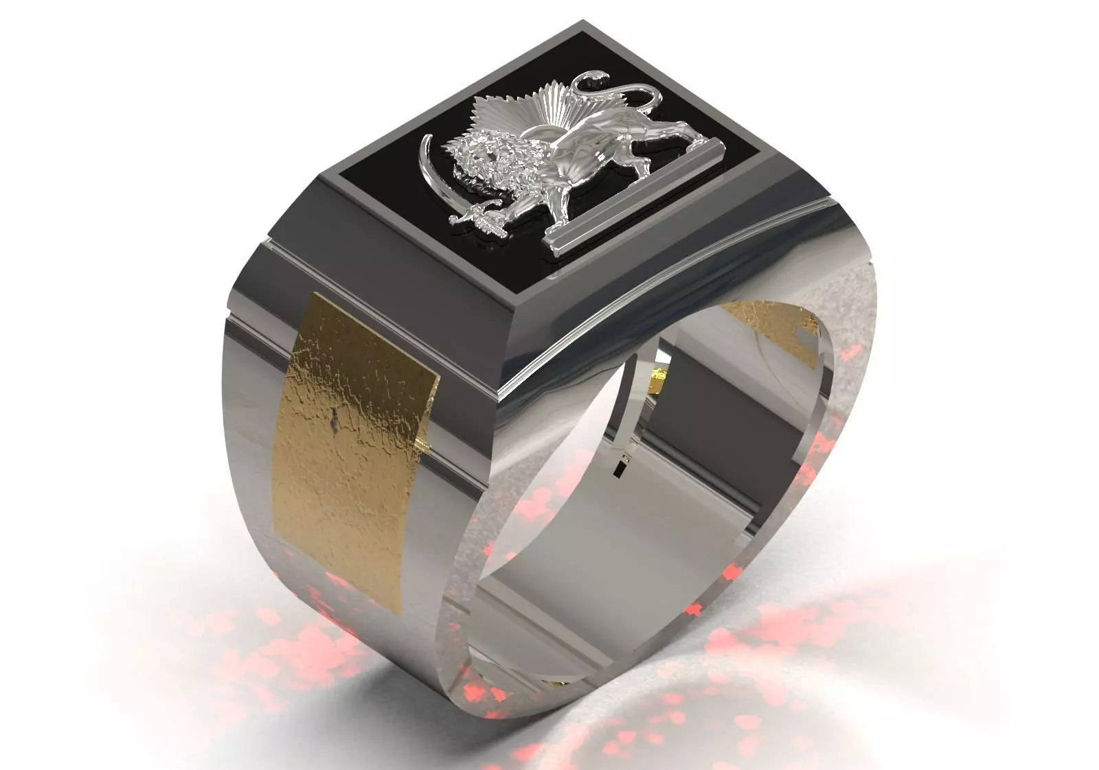 Lion and Sun Signet stl 3dm  Ring model mr0320 3D print model_12