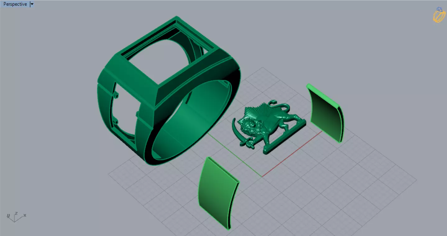 Lion and Sun Signet stl 3dm  Ring model mr0320 3D print model_6