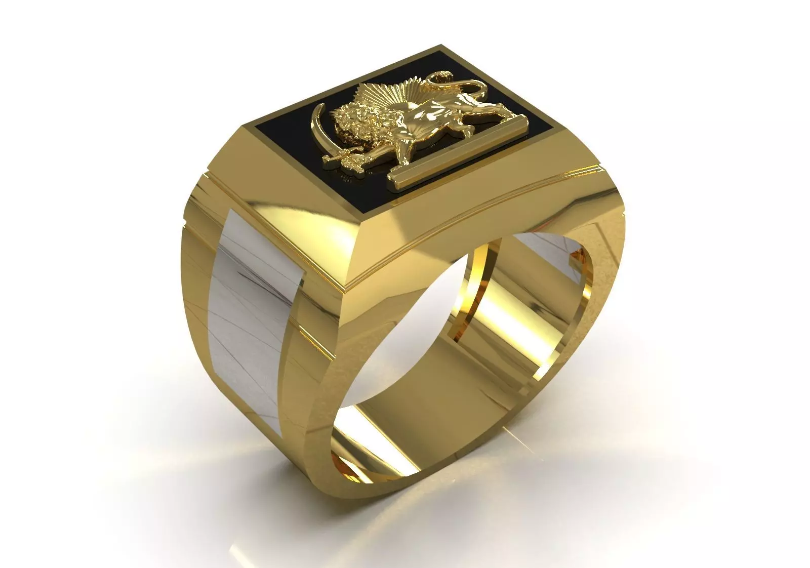 Lion and Sun Signet stl 3dm  Ring model mr0320 3D print model_1