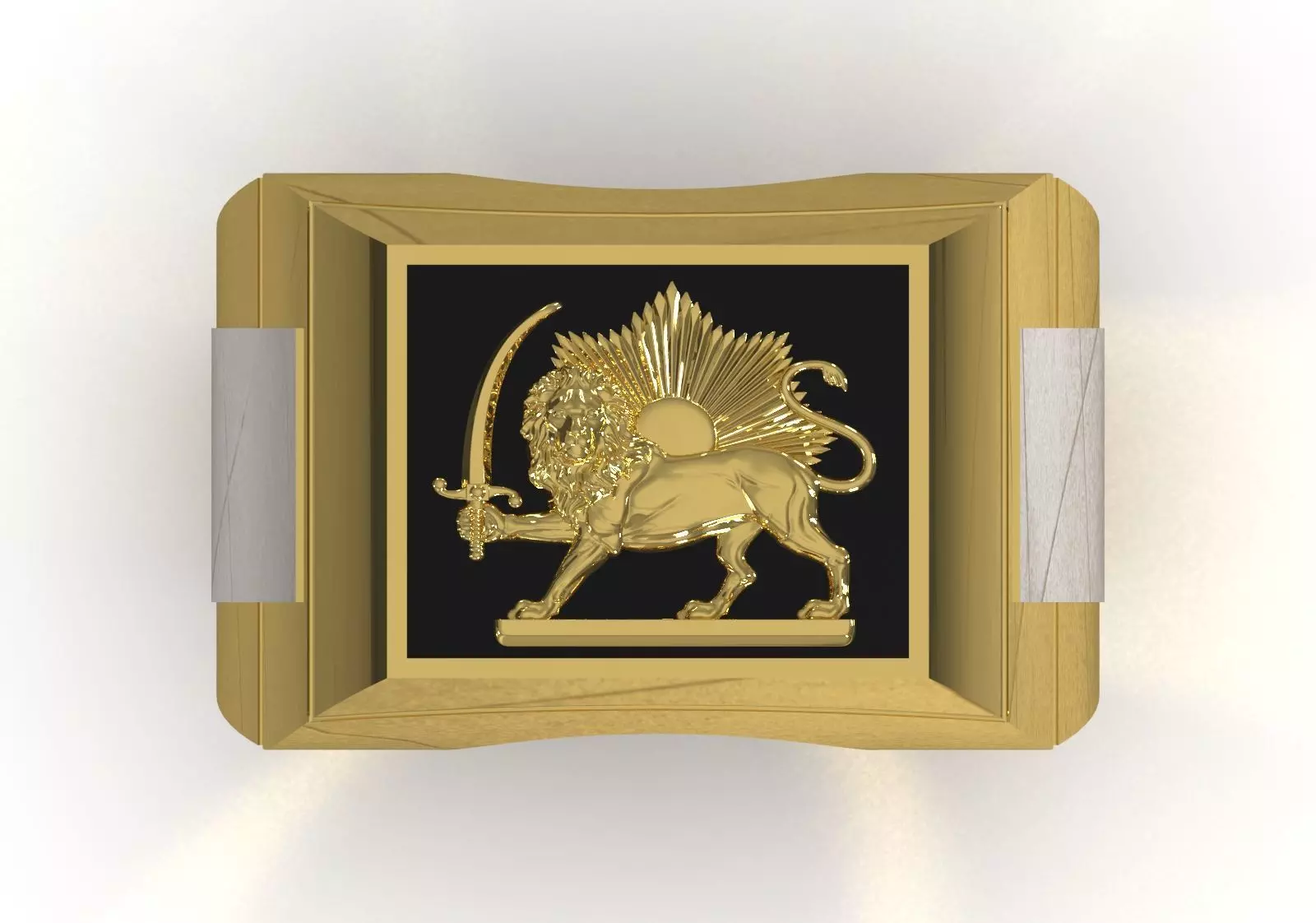 Lion and Sun Signet stl 3dm  Ring model mr0320 3D print model_4