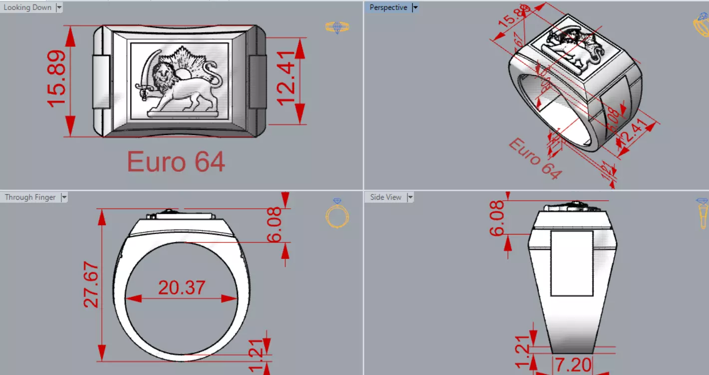 Lion and Sun Signet stl 3dm  Ring model mr0320 3D print model_17