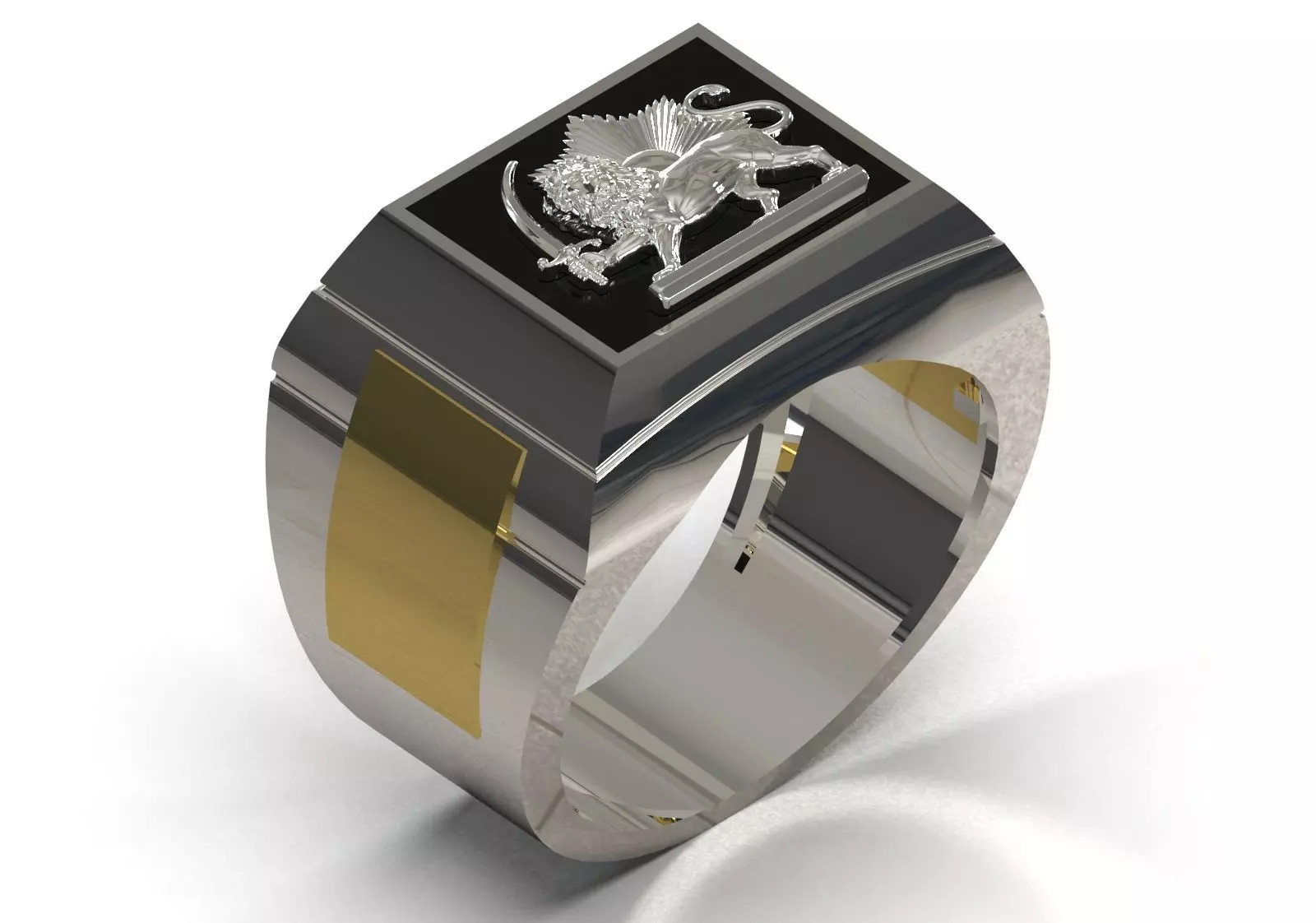 Lion and Sun Signet stl 3dm  Ring model mr0320 3D print model_13