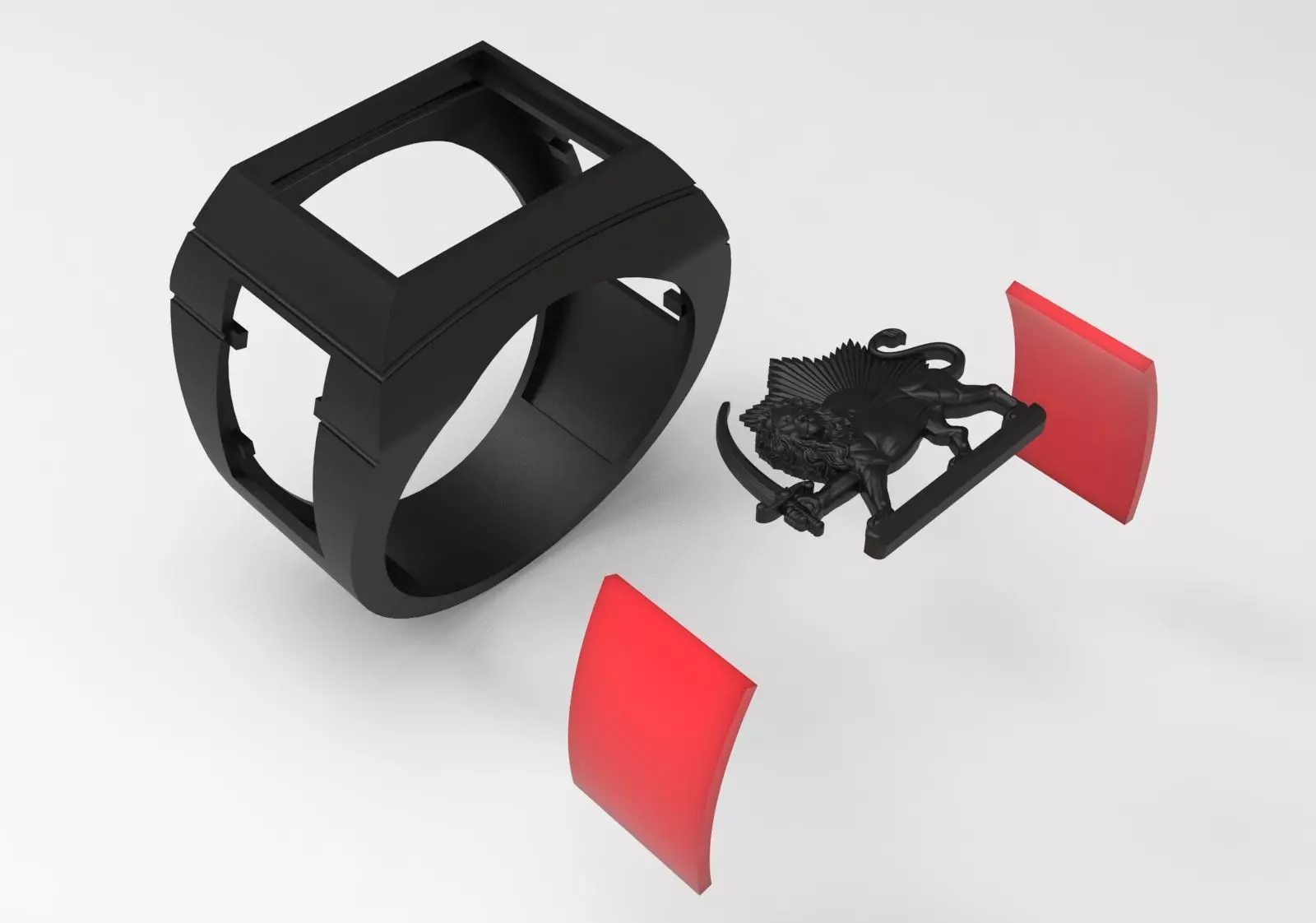 Lion and Sun Signet stl 3dm  Ring model mr0320 3D print model_15