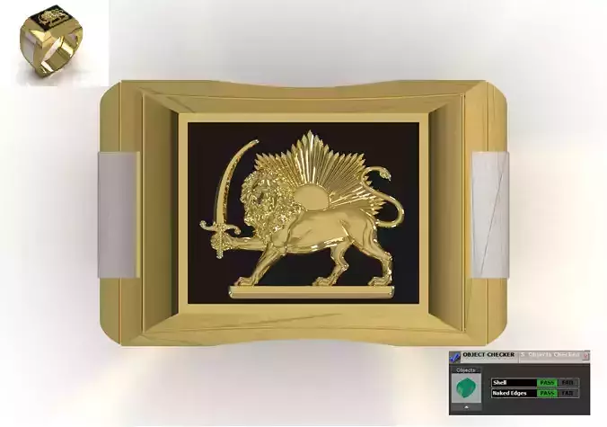 Lion and Sun Signet stl 3dm  Ring model mr0320 3D print model Lion and Sun Signet stl 3dm  Ring model mr0320 3D print model