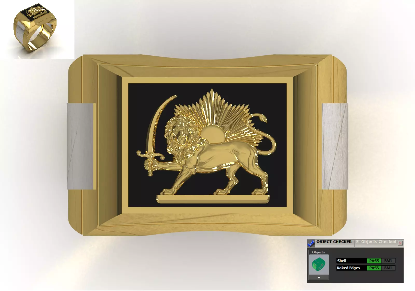 Lion and Sun Signet stl 3dm  Ring model mr0320 3D print model_0