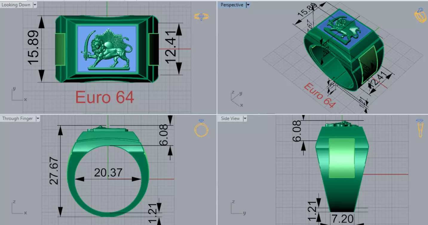 Lion and Sun Signet stl 3dm  Ring model mr0320 3D print model_8