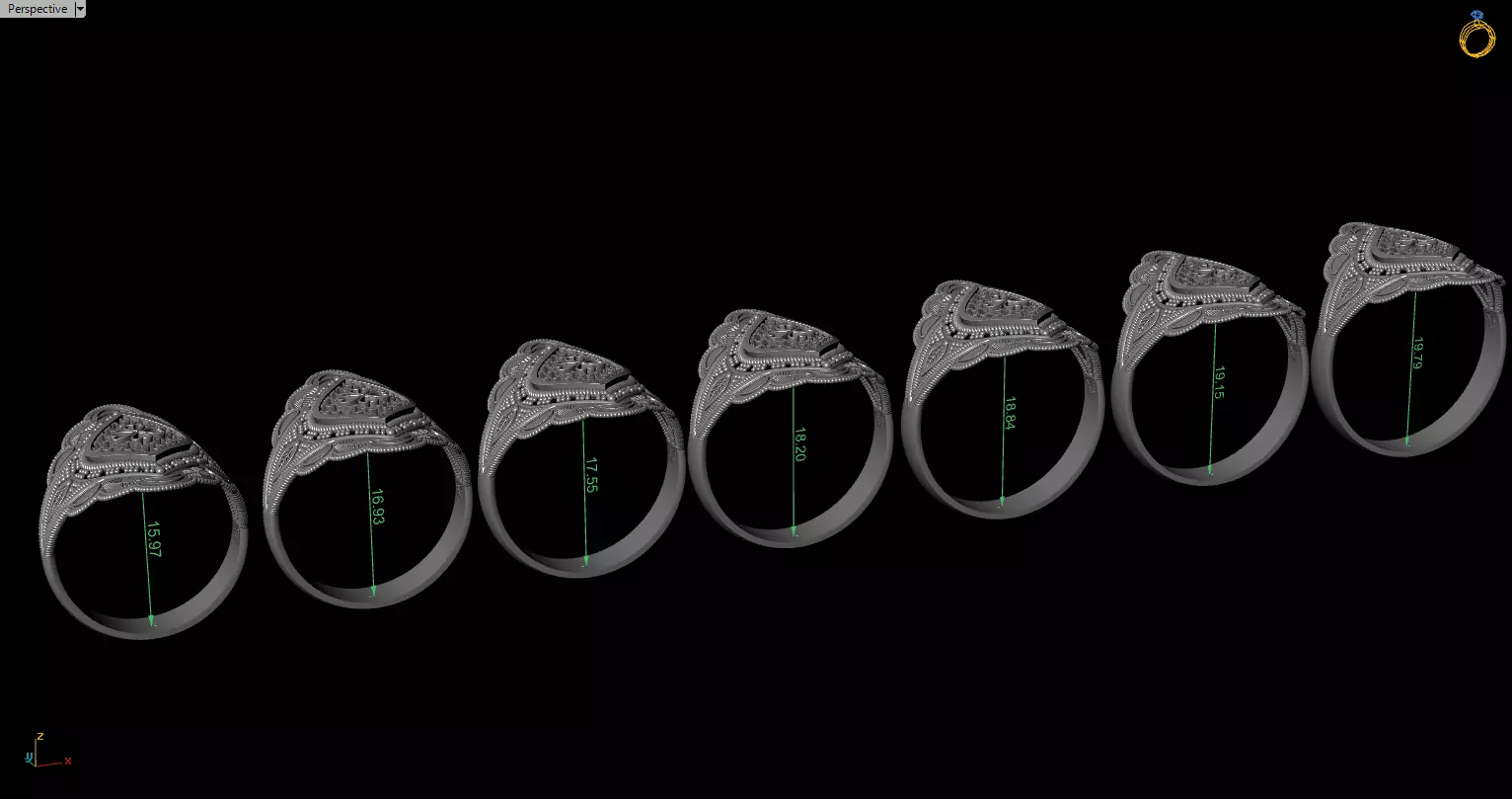 Elagent Gold Filigree Ring with Blue Enamel - Sizes Included 3D print model_5