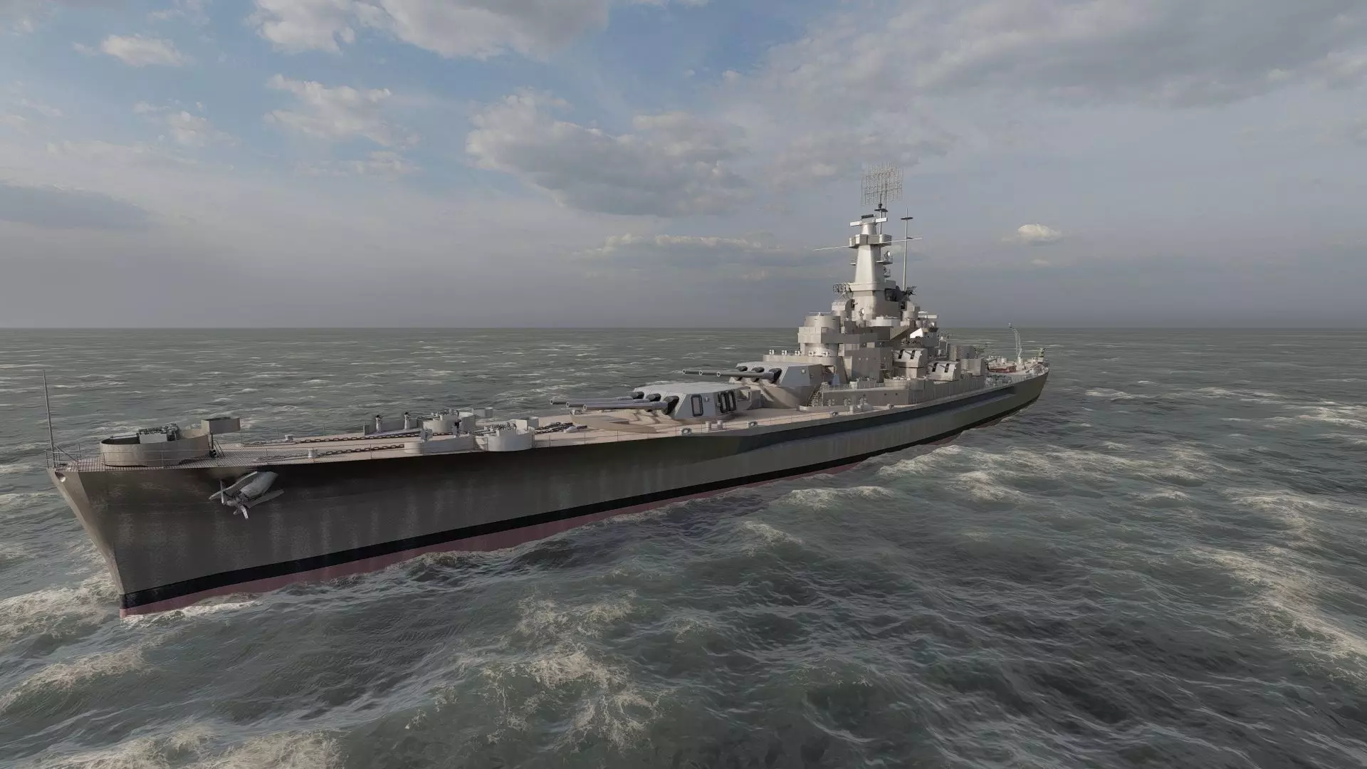 US NAVY BATTLESHIP SOUTH DAKOTA CLASS 3D model_7