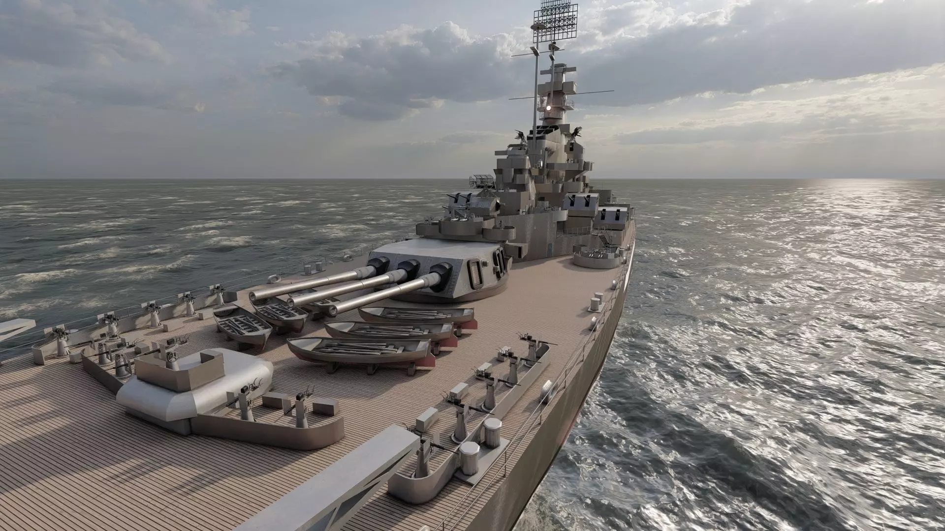 US NAVY BATTLESHIP SOUTH DAKOTA CLASS 3D model_17