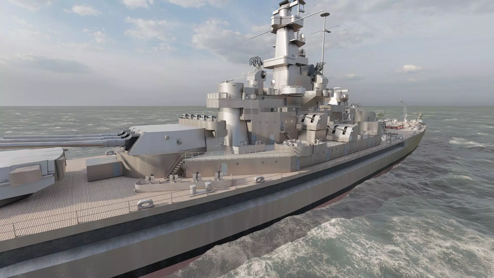 US NAVY BATTLESHIP SOUTH DAKOTA CLASS 3D model_10