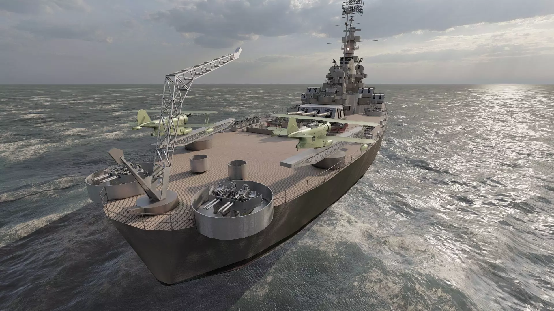 US NAVY BATTLESHIP SOUTH DAKOTA CLASS 3D model_16