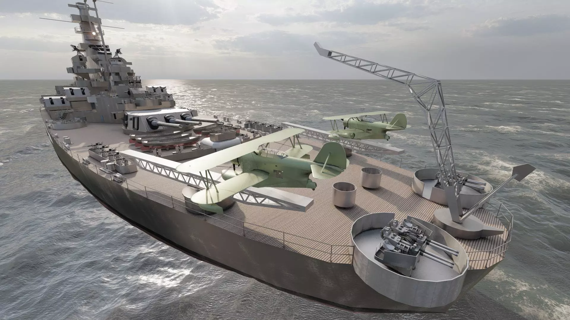 US NAVY BATTLESHIP SOUTH DAKOTA CLASS 3D model_15