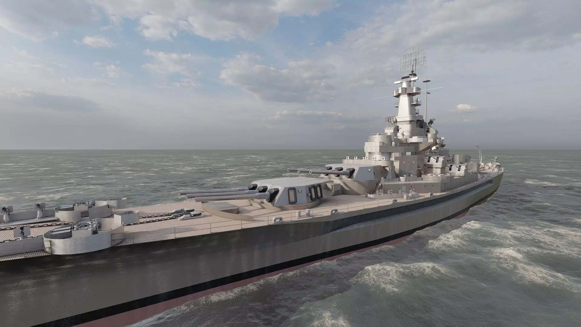 US NAVY BATTLESHIP SOUTH DAKOTA CLASS 3D model_8