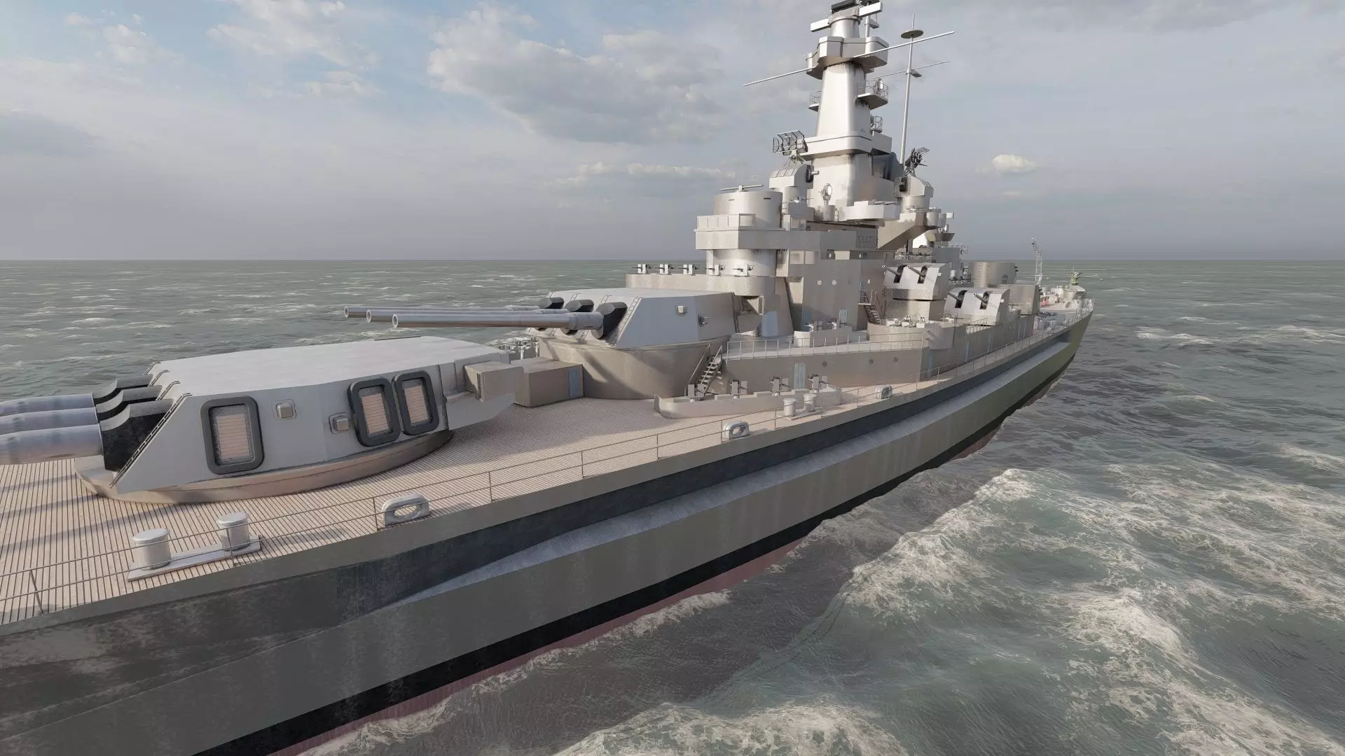US NAVY BATTLESHIP SOUTH DAKOTA CLASS 3D model_9