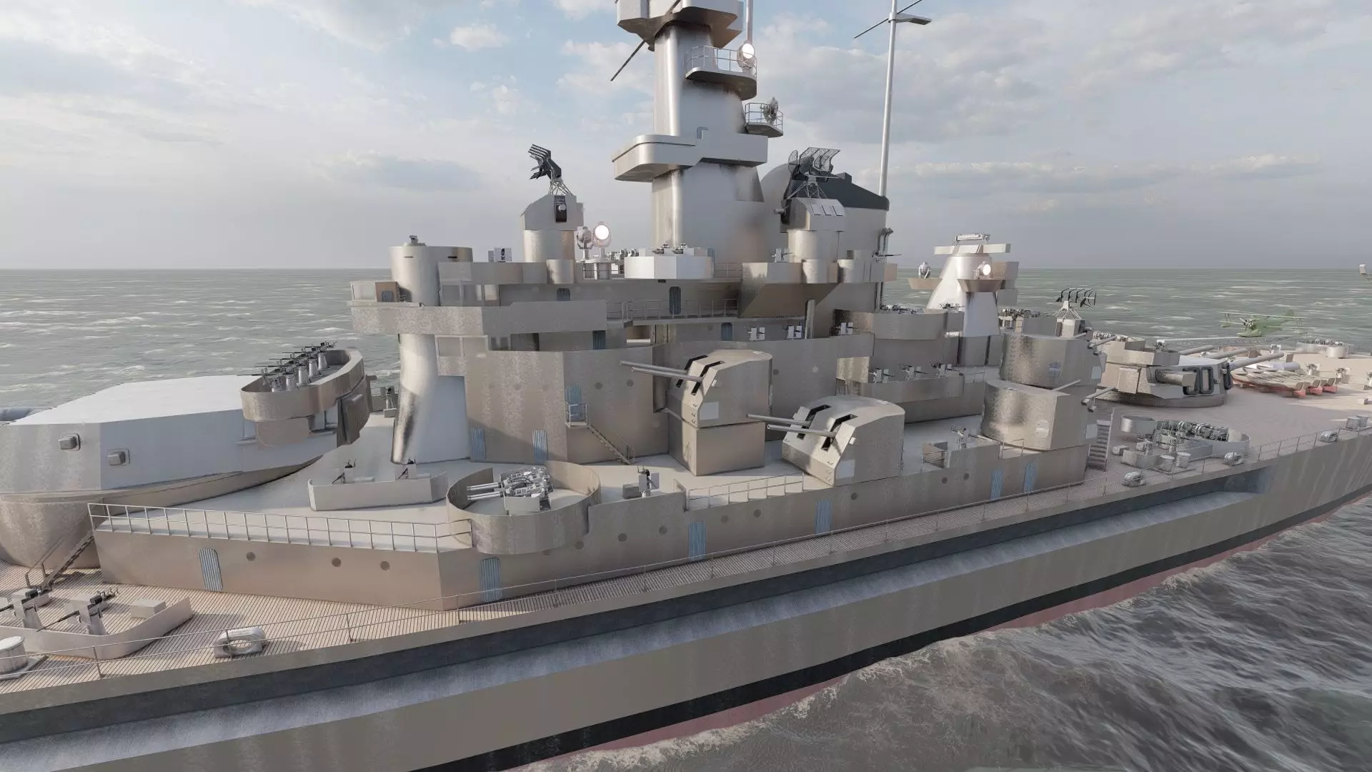 US NAVY BATTLESHIP SOUTH DAKOTA CLASS 3D model_11