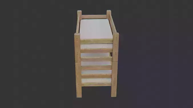 Wooden bunk bed with sturdy frame and two levels