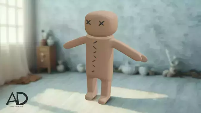 Patchy Horror Doll 3D Model Character for Games or 3D Print