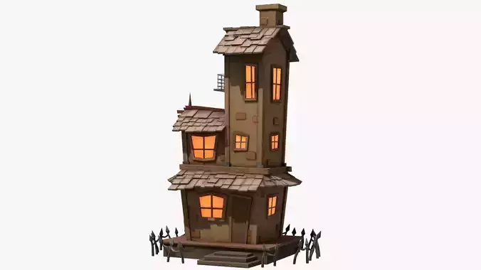 Stylized Cartoon hounted House 3D Model