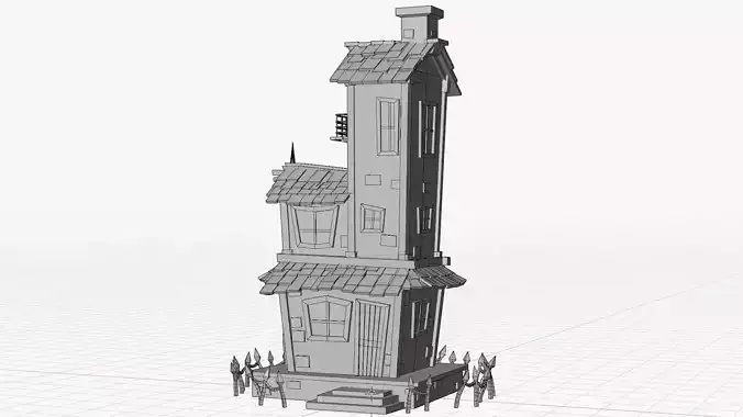 Stylized Cartoon hounted House 3D Model Low-poly 3D model 2